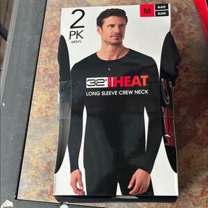 32 Degrees Men's Black Long Sleeve Crew Neck - 2 Pack NWT  Medium